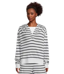 ヴァインヤードヴァインズ レディース アウター パーカー・スウェット パイル Vineyard Vines Beachy Terry Hoodie Surf StripeWhite CapNautical Navy ホワイト