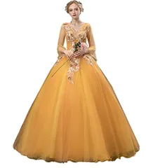 新品 [YUANYUAN]レディース イブニングドレス ドレス 宴会ドレス パフォーマンス コーラス ホスト 発表会 演奏会 二次会 結婚式 披露宴 お呼ばれ パーティー 長袖 チュール 刺繍 花柄 エレガント ｖネック 春夏 (写真色SS)