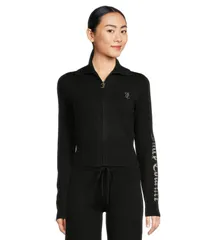 ジューシークチュール レディース アウター パーカー・スウェット モックネック ジャケット Juicy Coutureasy Fit Mock Neck Track Jacket Liquoriceのサムネイル