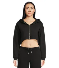 ジューシークチュール レディース アウター パーカー・スウェット クロップド Juicy Couture Cropped Zip Front Hoodie Liquoriceのサムネイル
