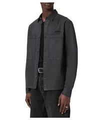 オールセインツ メンズ アウター ニット・セーター シャツ AllSaints Rohdi Long Sleeve Overshirt Parma Blue ブルーのサムネイル