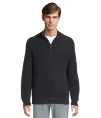 エルエルビーン メンズ アウター ニット・セーター コットン LLBean Textured Washed Cotton Sweaters 14 zip Classic Navy ネイビー