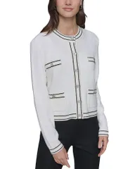 カール ラガーフェルド レディース アウター カーディガン KARLAGERFELD PARIS Marled Cardigan Soft White ホワイトのサムネイル