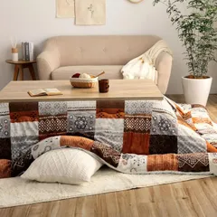 【新品・3営業日で発送】イケヒコ こたつ 掛け布団 撥水スターシャ 約205×205cm オレンジ 正方形 ノルディック 日本製 水をはじく #7800719