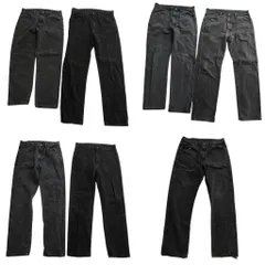 古着卸 まとめ売り RUSTLER ラスラー ブラックデニム パンツ 7枚セット (メンズ 34 ) グレー グランジ アメカジ 中古 古着 NE1319