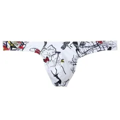 Tバック メンズ 柄物 セクシー ローライズ 浅め 立体 快適 ツルツル 大きいサイズ 勝負下着 美尻 かっこいい スカル 羽 プレゼント qx003