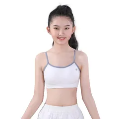 【新品】 [Lettyhe] ブラジャー ハーフトップ ガールズ 子供用 タンクトップ ジュニアブラ 小学生 女の子 インナー 可愛い スポーツブラ インナー 小学校 重ね着 キャミソール (ホワイト)