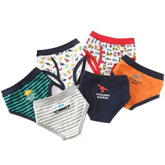 【新品】 [Lakumai] キッズ ボクサーパンツ 6枚セット 綿100% 通気 柔らかい 男児ショーツ 男の子パンツ 下着 キッズ ボクサーショーツ 子供 小学生 短パン パンツ ボーイズ 子供 パンツ 前開き 通気性 (130, 恐竜柄)