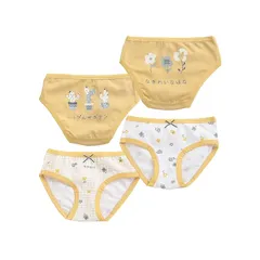 【新品】 Atexiu女の子 パンツ 4枚組 ショーツ 女の子 ガールズ 綿 通気 女児用ショーツ 下着 肌着 柔らかい 抗菌 吸湿 快適 キッズ アンダーウェア 幼稚園 子供服 (130, イエロー)