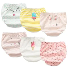 【新品】 [Comfort U] 女の子 パンツ 6枚セット 女児用ショーツ 下着 綿100% 通気 肌着 柔らかい 吸湿 快適 子供 パンツ インナー 幼児 保育園用 水玉 うさぎ柄 90 100 110 120 130 140 (130, 水色)