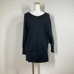 【日本製】リフレクト ウール100% ロング ニット 9号 M ブラック 黒 Reflect チュニック丈 セーター センターライン 体型カバー 上質 春