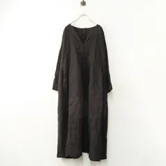 2024AW ネストローブ nest Robe リネンサイドタック2WAYワンピース F ダークブラウン┃染色 ドレス チュニック【2400014868265】