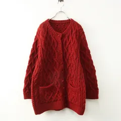 2022AW ネストローブ nest Robe  ペルーハンドニットケーブルカーディガン F‖レッド トップス 羽織り ざっくり【2400014872309】のサムネイル