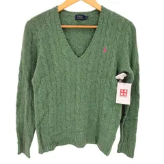 ポロラルフローレン POLO RALPH LAUREN 現行タグ ポニー刺繍 ウールカシミヤ Vネック ケーブルニット メンズ import：S 