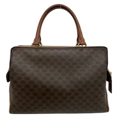 CELINE(セリーヌ) ハンドバッグ マカダム柄 ブラウン×ダークブラウン ミニボストン レザー