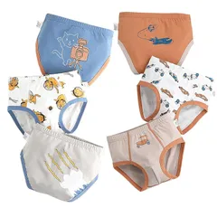 【新品】 [Hapipana] 男児 ブリーフ パンツ 6点セット キッズ ショーツ 下着 綿 通気 男の子 ショーツ 子供服 短パン ボーイズ ジュニア 幼児 小学生 恐竜 車 100 110 120 130 140 150(猫と飛行機, 140)