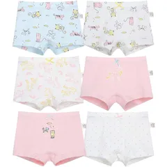 【新品】 [Hapipana] 女の子 パンツ 6点セット キッズ ボクサー パンツ 下着 綿 通気 女児 ショーツ 幼稚園 子供服 短パン ベビー ガールズ ジュニア 幼児 小学生 100 110 120 130 140 150 (ユニコン・水玉・猫, 10