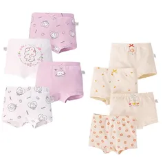【新品】 [Hapipana] 女の子 ボクサーショーツ 8点セット 女児 キッズ ショーツ 下着 綿 レース 通気 パンツ 子供服 短パン ガールズ ジュニア 幼児 小学生 弾力性 ライクラ 100 110 120 130 140 150 (花・兎, 160