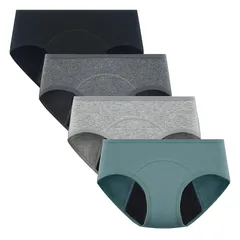 【新品】 [POPKOK] ［ポップコー]サニタリーショーツ ジュニア 綿 ガールズ 下着 セット 女の子 インナー パンツ 肌着 4枚組 (ブラック/ダークグレー/グレー/パイングリーン,165)