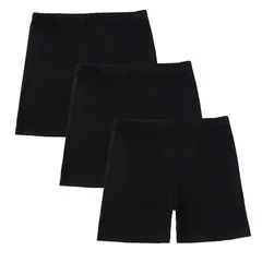 【新品】 ガールズ オーバーパンツ 綿混 3分丈 スパッツ 無地 女の子 女児 キッズ 下着 ショーツ 通気性 通学 通園 コットン 3pk-black 130