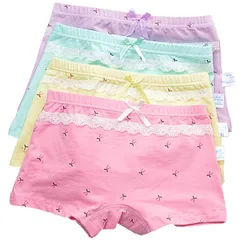 【新品】 [InSomila] [インソミラ] 下着 キッズ 女の子 パンツ ボクサーパンツ 花柄 リボン 蝶結び ショーツ 女児 蝶結び リ オールシーズン ガールズ 子供 保育園 幼稚園 小学生 インナー キッズ ふわふわ 着心地がいい 4枚 セット (サ