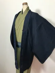 【中古】 Mサイズ 羽織 男物 正絹 濃紺の無地 