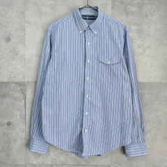 ラルフローレン ストライプ フラップポケット ボタンダウン 長袖シャツ ブルー メンズ