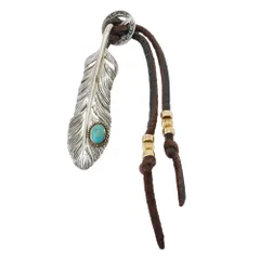 SAAD サード ターコイズ フェザー 金縄 ペンダントトップ 左向き アラベスク メディスンホイール 革紐 ビーズ カスタム シルバー系 ブラウン系 ターコイズブルー系【中古】