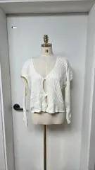 リブニット ルーズフィット アイボリー カーディガン