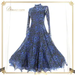 社交ダンス 衣装 スタンダード ドレス ワンピース パーティドレス 青 長袖 黒 ブラック系 ブルー系 スタンダードドレス ラインストーン ドレス パーティ ファッション フォーマル 穴あきデザイン 編み込みデザイン 特別な日 シンプル エレガント カジュアル