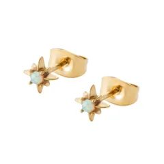 【ゴールド×ピアス】[Cream dot. クリームドット公式] ピアス レディース  ステンレス製 金属アレルギー対応 つけっぱなし オパール 一粒 天然石 小粒 虹色 ミニ 小ぶり 八芒星 スターモチーフ オーロラ 七彩  