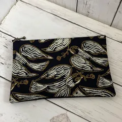 ハンドメイド　ミナペルホネン　following dayダークネイビーのポーチ