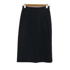 キース KEITH スカート タイト 膝丈 ウール 無地 スリット 36 黒 ブラック
