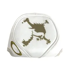 オークリー パターカバー 白×ゴールド系 マレット型 ロゴプリント ヘッドカバー ゴルフ Oakley