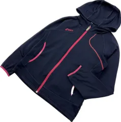 asics ☆ 春夏 ソフト ジャージ フルジップ ジャケット パーカー ネイビー ピンク ランニング スポーツ トレーニング アシックス■AD243