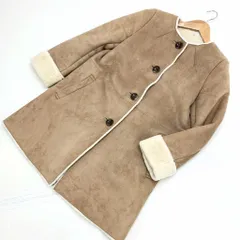 良品 ★ レイビームス ★ Ray BEAMS レディース フェイク ムートン ロング コート ノーカラー 0サイズ S相当 【17AW 定価25920円】■AH35