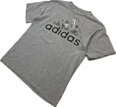 90s ☆ adidas USA製 アート ロゴ プリント Tシャツ 半袖 グレー M 春夏 スポーツ ストリート アメカジ 古着 アディダス ビンテージ■BF281