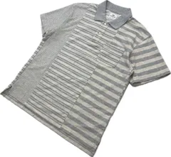 UNIQLO ☆ Engineered Garments ボーダー グレー ホワイト デザイン 半袖 ポロシャツ L 春夏 人気 ユニクロ エンジニアドガーメンツ■BB286