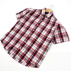 THE NORTH FACE ☆ 鮮やかデザイン◎ 半袖 チェック シャツ レッド ネイビー ホワイト S アウトドア キャンプ 街着 ノースフェイス■A274