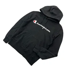 Champion チャンピオン ブラック プルオーバー スウェット パーカー レディース L 春 秋冬 通年 着回し スポーツ タウンユース 古着■AD336