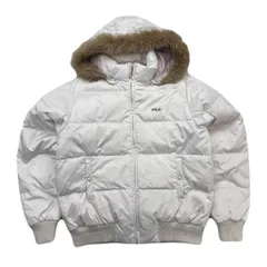 フィラ ダウンジャケット ホワイト 白 レディース Lサイズ ファーフード付き 肉厚 防寒アウター ●ab402