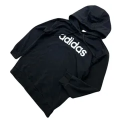 adidas アディダス ロゴ スウェット パーカー ブラック キッズ ジュニア 160 通年 スポーツ タウンユース 通学 お出かけ 人気 定番■AD338
