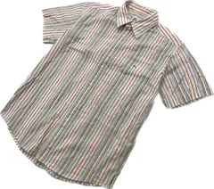 LACOSTE ☆ マルチストライプ 半袖 シャツ レッド ブルー イエロー 3 春夏 爽やか アメカジ ストリート 古着 定番 人気 ラコステ■AJ238