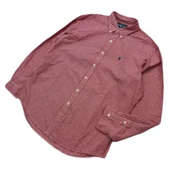 RALPH LAUREN ラルフローレン レッド ギンガムチェック 長袖 ボタンダウン シャツ カスタムフィット メンズ XL 春夏 アメカジ 古着■BD291