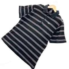 アディダス adidas ブラック ボーダー 半袖ポロシャツ Oサイズ 定番 好デザイン ゴルフにも カジュアル着にも♪■AG107