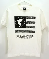■フェイマス FAMOUS 両面 ロゴ入り 白 ホワイト 半袖Tシャツ S 細身■BB