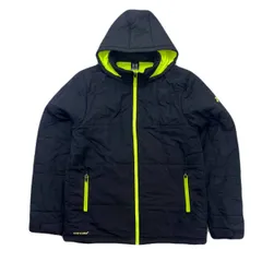 アンダーアーマー 中綿 ナイロンジャケット ウィンドブレーカー パーカー ブラック 黒 差し色イエロー メンズ XL ●bd336