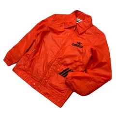 70s 80s ☆ adidas アディダス ナイロンジャケット ブルゾン オレンジ 13-14 レディース XS相当 スポーツ ストリート アメカジ 古着■BG256
