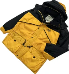 LOGOS ☆ 中綿 マウンテンパーカー ナイロンジャケット イエロー ブラック M 登山 ハイキング アウトドア キャンプ 古着 ロゴス■AM285