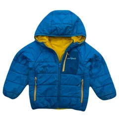 モンベル サーマランド パーカー 中綿 100サイズ 子供用 キッズ アウトドア ブルー イエロー リバーシブル ●BG285